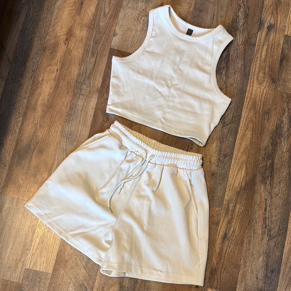 New cream Tank Top and Shorts Set